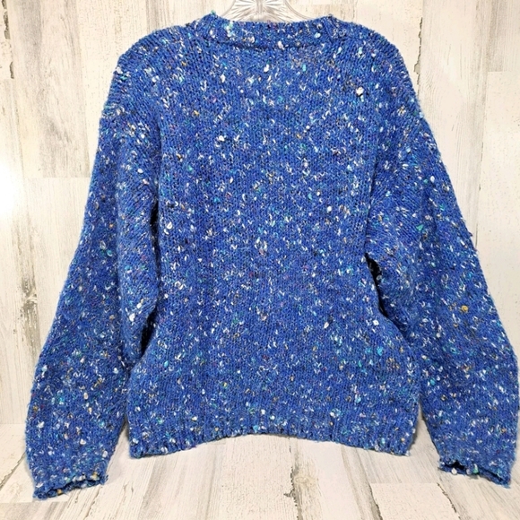 Santana Novelty Sweater Cardigan Blue Speckle Wool Blend Chunky Grandma … - Picture 2 of 10